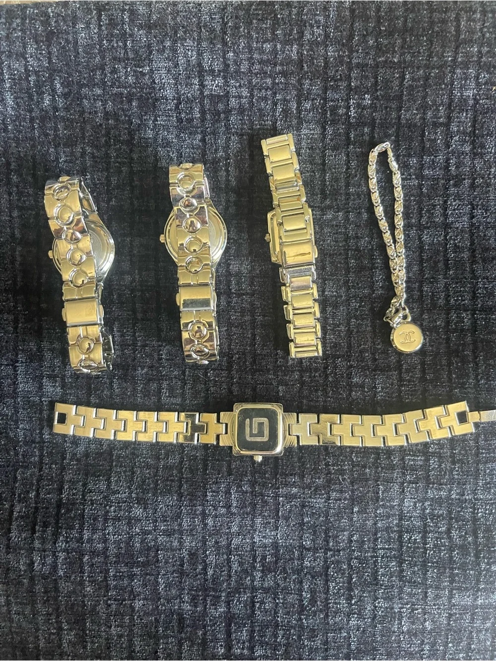 4 Assorted Silver-Tone Watch Bracelet Set - & one silver Bracelet
